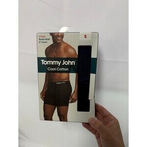 Tommy John Cool Cotton Boxer Brief 2pk 6” Inseam Size Small 1 Navy/1 Black NIB